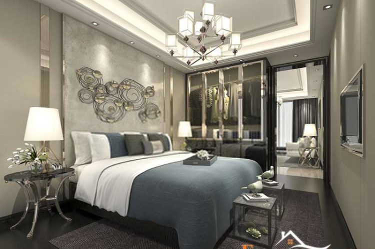 Luxury modern bedroom with wardrobe and walk in closet Bedroom Interior Design